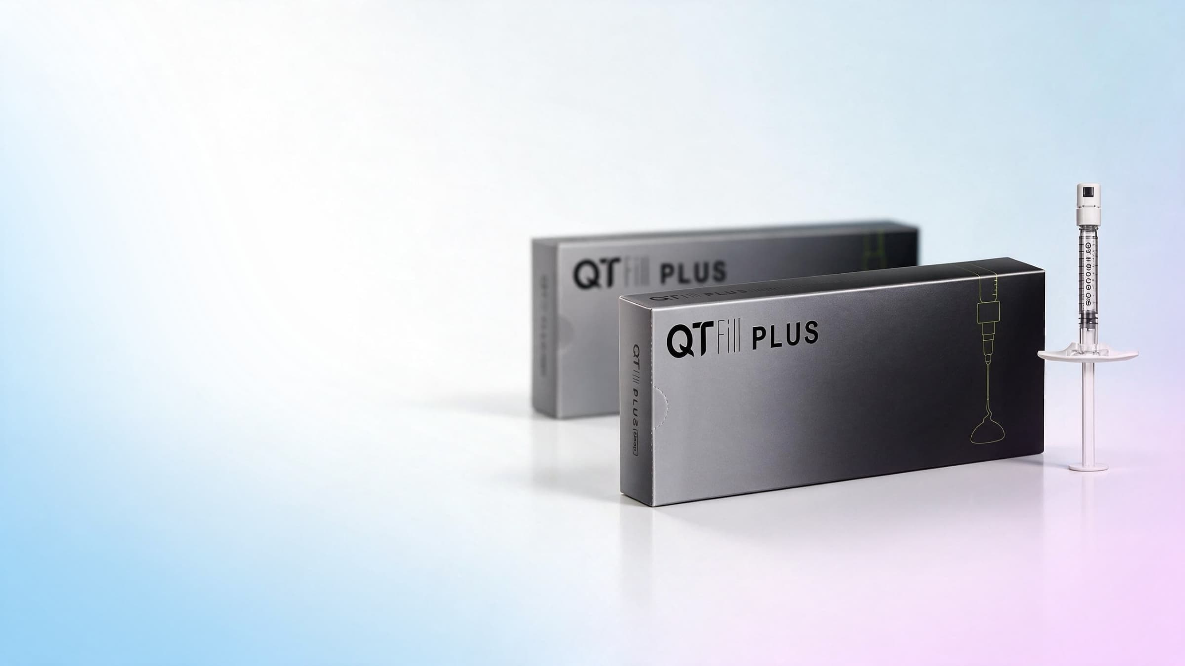 Producto QTFill Plus: caja y jeringa precargada